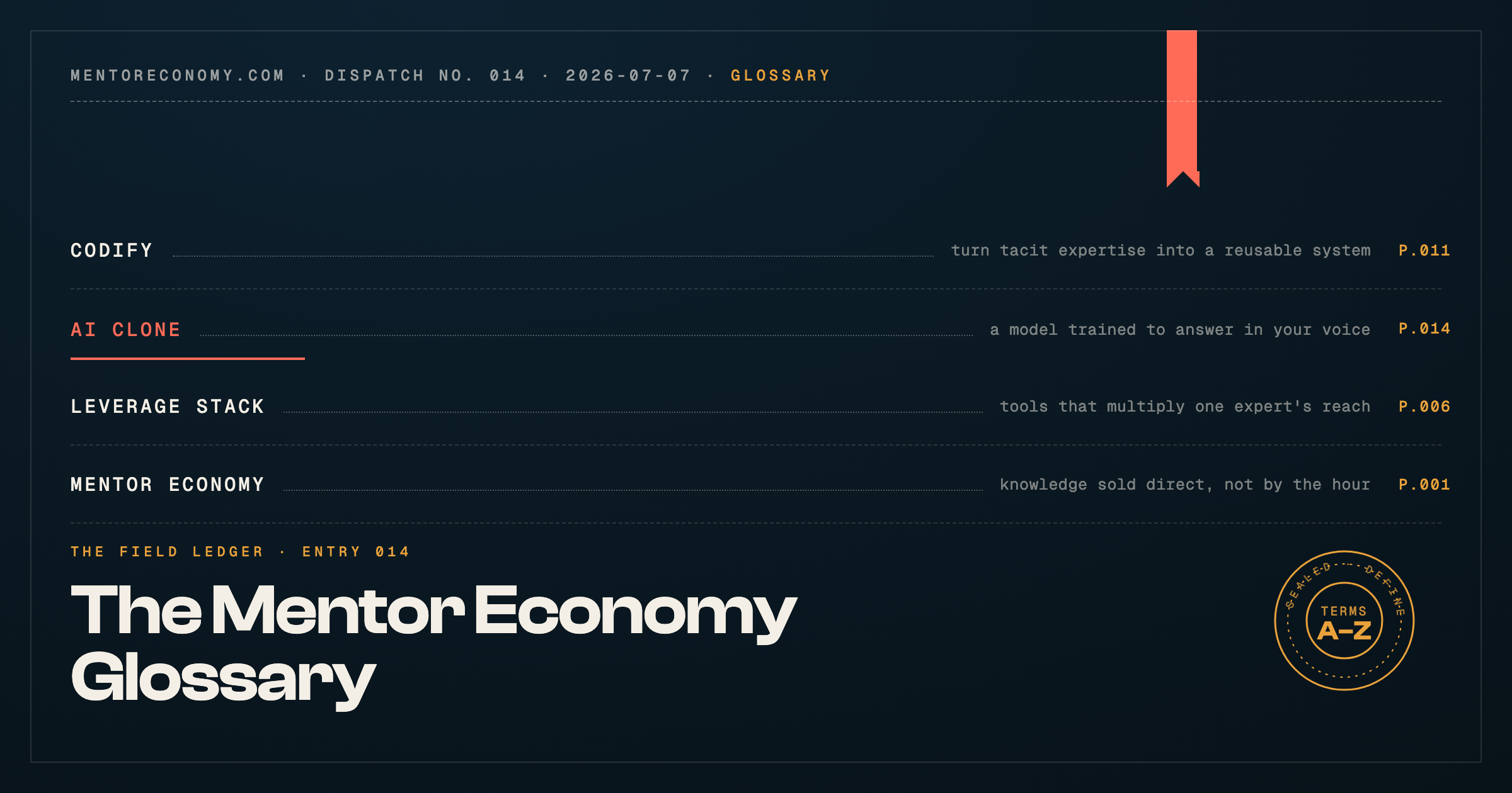 The Mentor Economy Glossary: Every Term, Defined Plainly