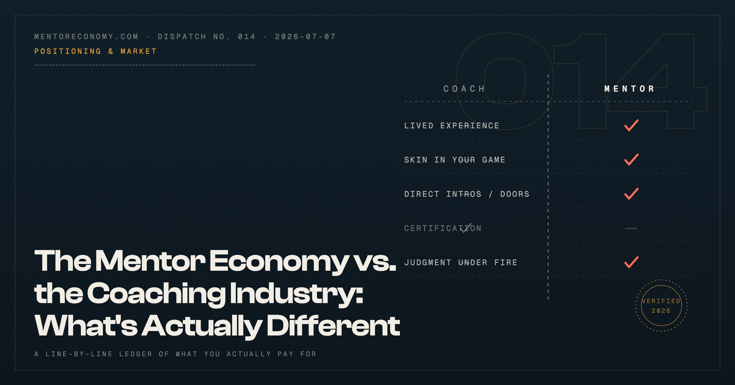 The Mentor Economy vs. the Coaching Industry: What's Actually Different